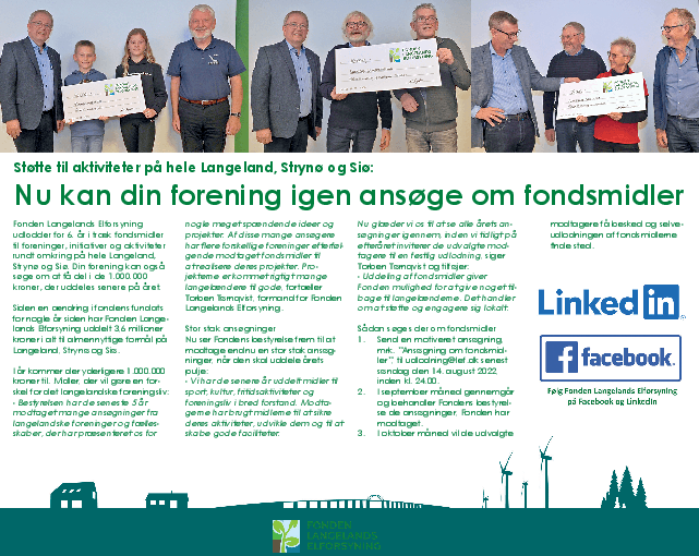 Ansøg Fonden Langelands Elforsyning om fondsmidler til aktiviteter på Langeland, Strynø og Siø